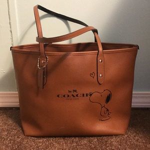 RARE COACH SNOOPY BROWN HANDBAG PURSE TOTE
